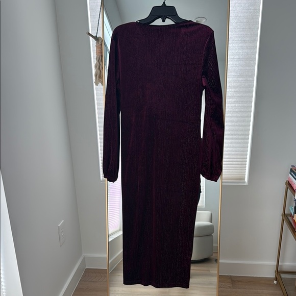 Elegant Burgundy Velvet Dress - Picture 7 of 7